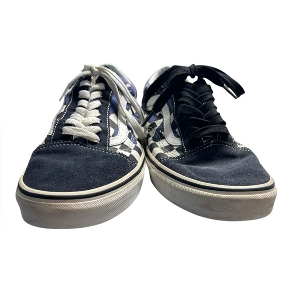 VANS Checker Flame Old Skool Classic Mens Canvas Suede Navy White Size 8.5M 10W - Picture 11 of 14